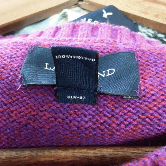 Cozy Oversized Lands End Purple Cotton Sweater - Picture 11 of 11